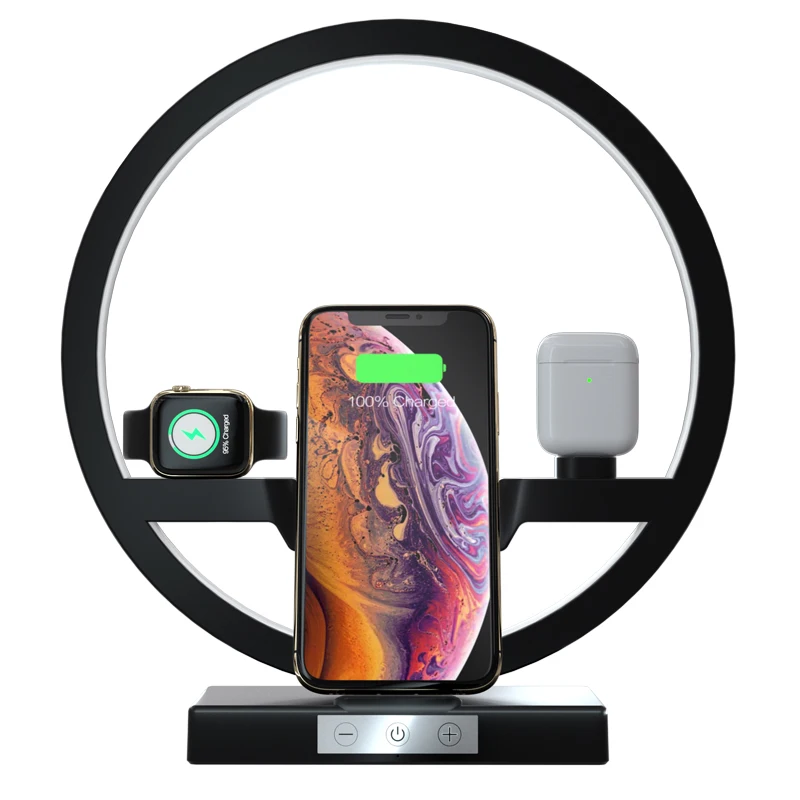 

Зарядная док-станция 4 в 1 QI для Airpods iPhone 11 Pro Max Apple Watch 2 3 4