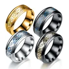 Мужское кольцо с драконом Bxzyrt, 13 цветов, 8 мм, из нержавеющей стали, с инкрустацией, красное, зеленое, черное, из углеродного волокна, обручальное кольцо, ювелирные изделия, размер 6-13