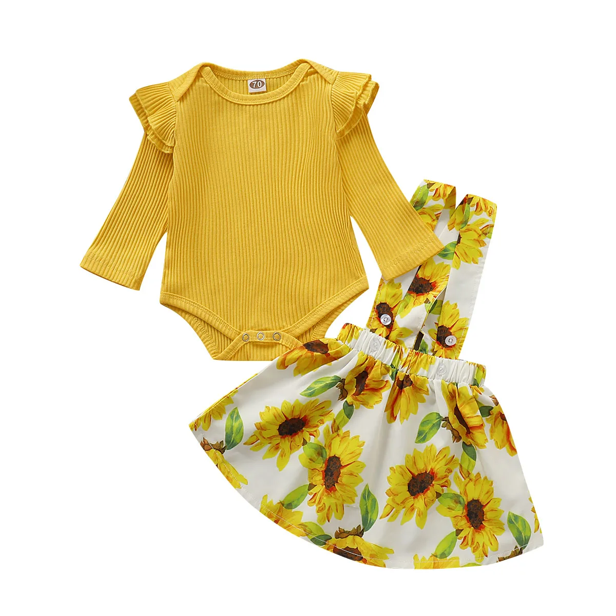 

Autumn Warm Soft Casual Girls Clothes Newborn Baby Girls Long Sleeve Cotton Tops Sunflower Skirt Outfits