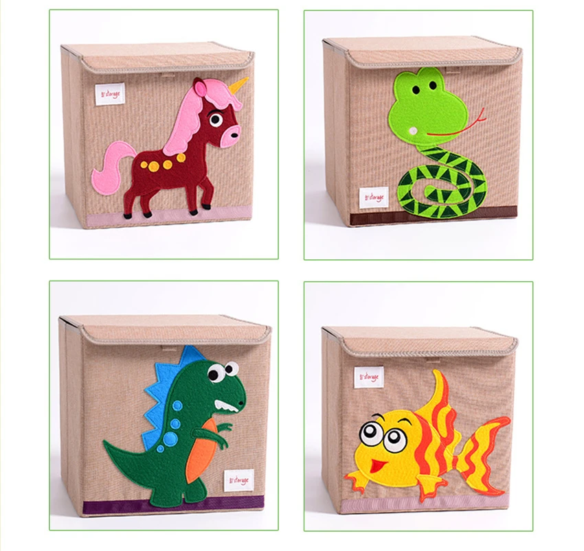 Складной органайзер из ткани Оксфорд с вышивкой в виде животных|Коробки и ящики