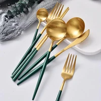 stainless steel cutlery knife fork spoon and chopsticks set portugal 304 green gold dark green western tableware hotel supplies