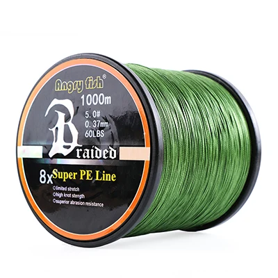 Angryfish 1000 метров 8x плетеная леска 8 цветов супер PE леска - Цвет: Army Green