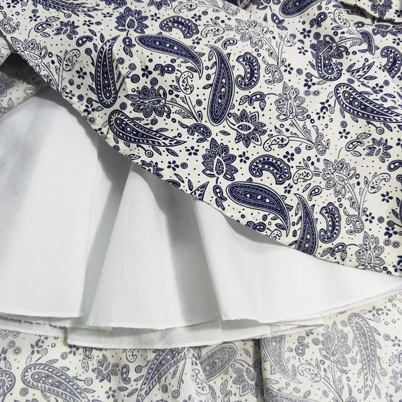 

Summer Girl Dresses with Hat Blue White Floral Fashion Bow Dress for Girls Cotton Beach Casual Kids Clothes Girls Clothing 3-7Y