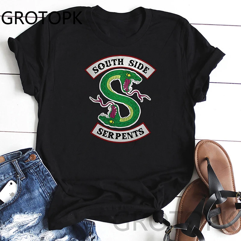 

Riverdale South Side Serpents Short Sleeve T Shirt Summer Black Graphic Tees Vintage Top Female Clothes