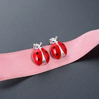 fashion insect earrings s925 silver drip oil ladybug earrings ladies student personality jewelry cute