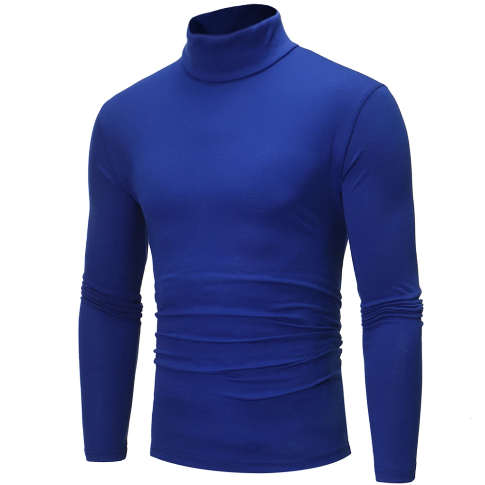 Men Fashion Solid Color Long Sleeve Turtle Neck Sweater Bottoming Top for trendy clothing hot Autumn Winter Men'S Sweater