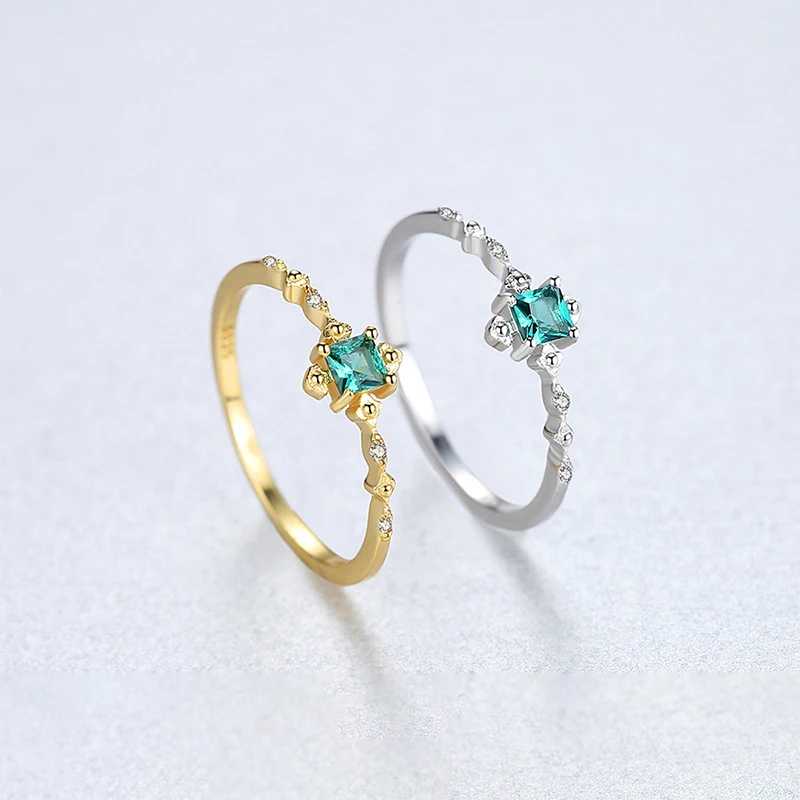 Женское свадебное кольцо DOTEFFIL из серебра 925 пробы с изумрудом|Кольца| |