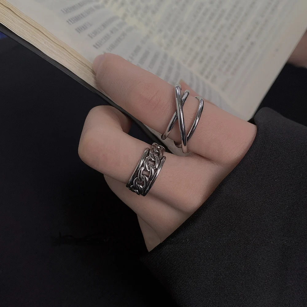 

Retro Neutral Hollow Out Open Ring for Metal Geometry Circular Punk Adjustable Ring Women Men Hiphop Rock Jewelry Christmas Gift
