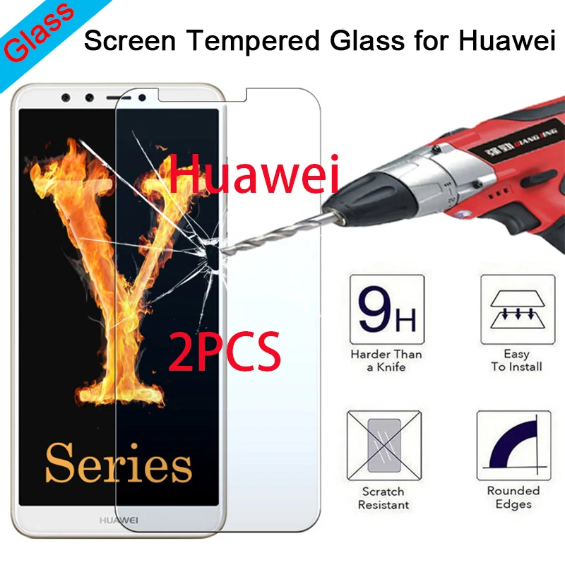 2 шт Защита экрана для Huawei P Smart Plus 2019 Защитное стекло Y5 твердое закаленное Y6 Prime Y7 Pro