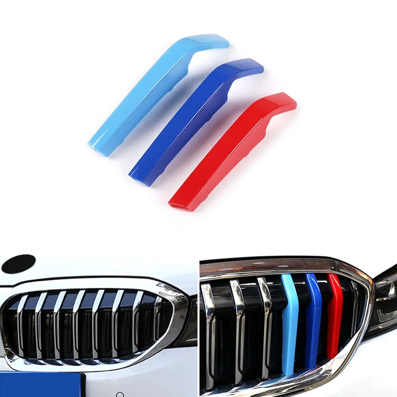 

3pcs Car Plastic Front Racing Grill Bar Cover Strip 3-Colors Sport Grille Clips For BMW 3 Series G20 2020 8 Bars Only