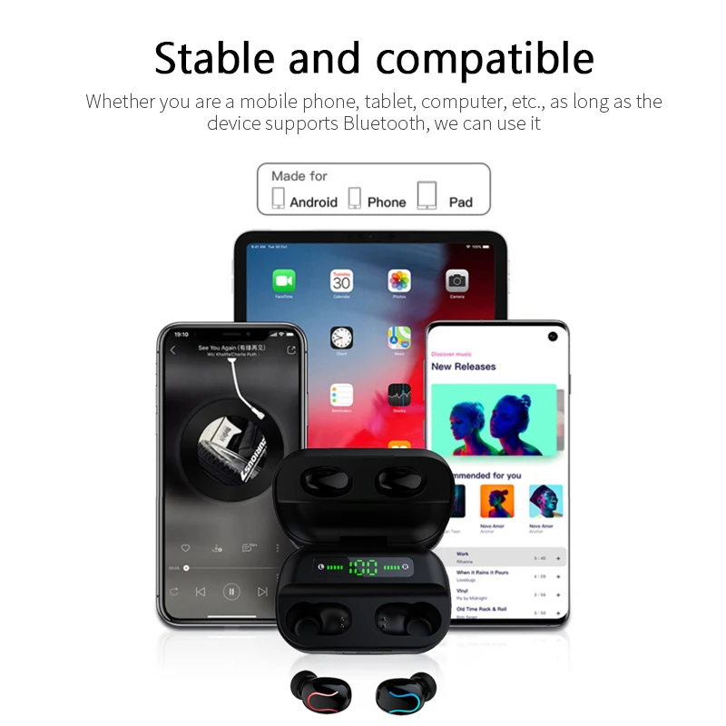 

New TWS Wireless Bluetooth 5.0 Headsets Earphones Stereo Headphones Sport Mini Earbuds HIFI Sound Hands-for All Phone For Xiaomi