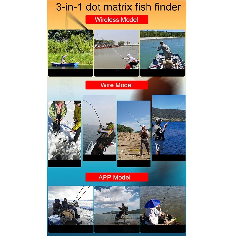 Портативный глубинный рыболокатор с 100 м беспроводным гидролокатором эхолот для