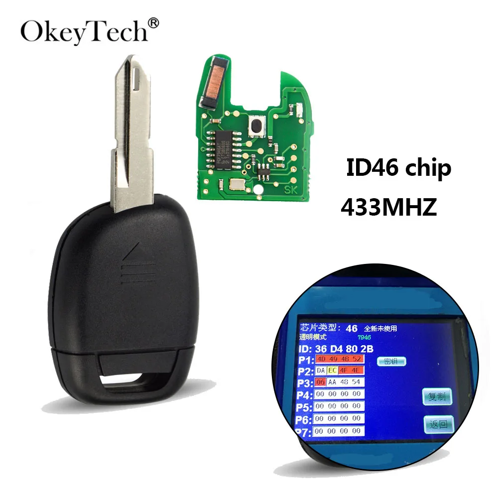 OkeyTech 1 кнопочный дистанционный Автомобильный ключ для Renault Clio II 2001 2002 2003 2004 2005 434