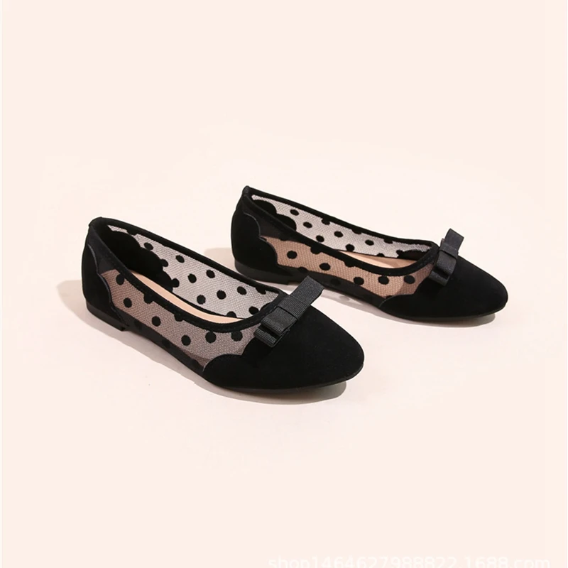 

REAVE CAT New 2021 Ladies Flat Shoes Round Toe Bowtie Mesh Lace Slip-On Sexy Breathable Big Size 41 Casual Party Wedding A3577