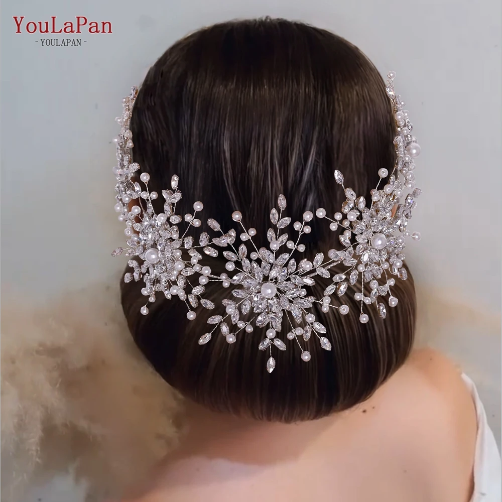 

YouLaPan HP389 Luxury Rhinestone Bridal Headband with Pearl Handmade Headwear Women Hair Ornament Jewelry Wedding Accessories