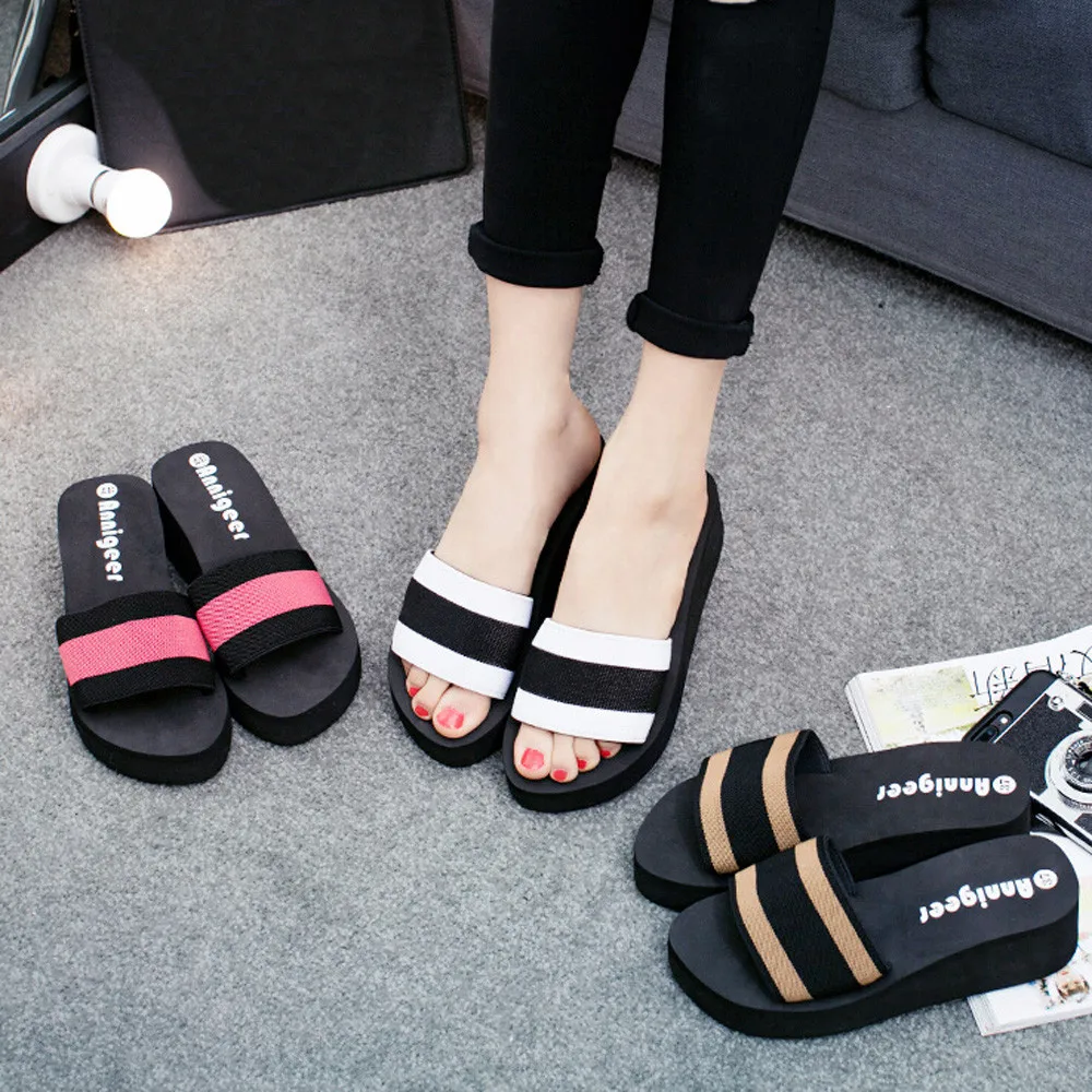 

SAGACE Sandals Women Slipper Indoor Outdoor Mixed Colors Slippers Women Flip-flops Beach Shoes female Wedges Bedroom Shoes soft