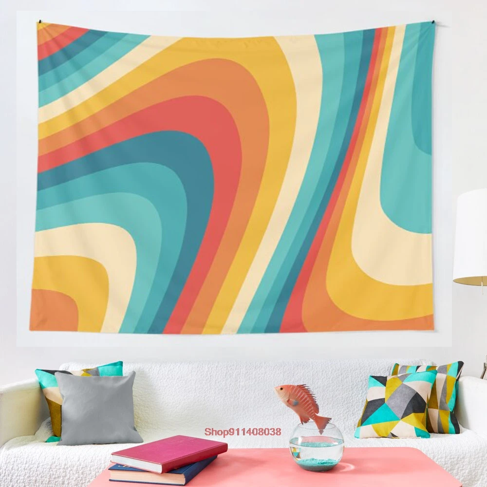

70s Retro Aesthetic tapestry Wall Hanging Bedspread Wall Art Bedding Curtain Throw Sheet Furniture Comfort Sporting Events