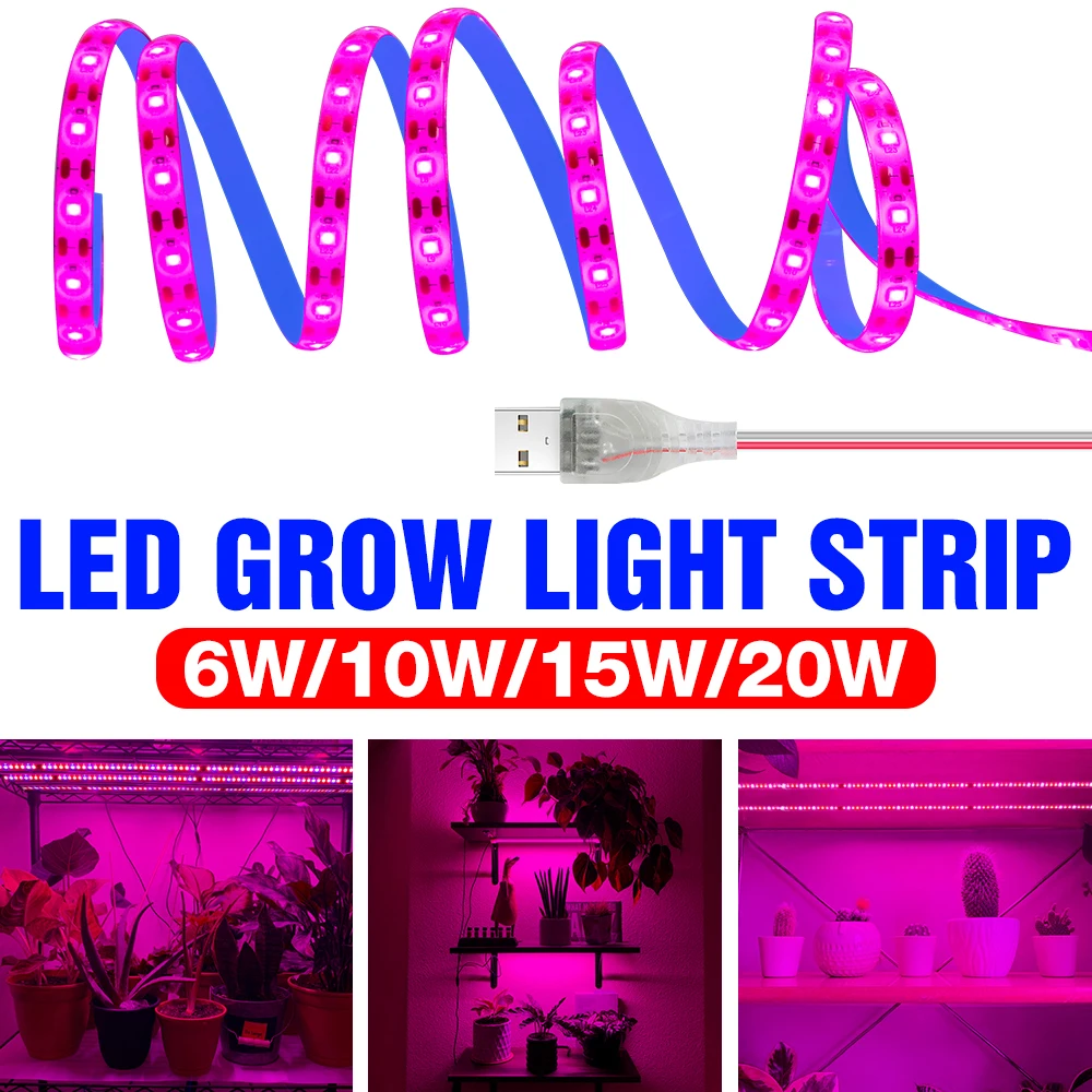 

DC 5V LED Grow Light USB Phyto Lamp Strip 0.5M 1M 2M 3M Full Spectrum LED Plant Lighting Fitolampy Indoor Seeds 2835 SMD Growth