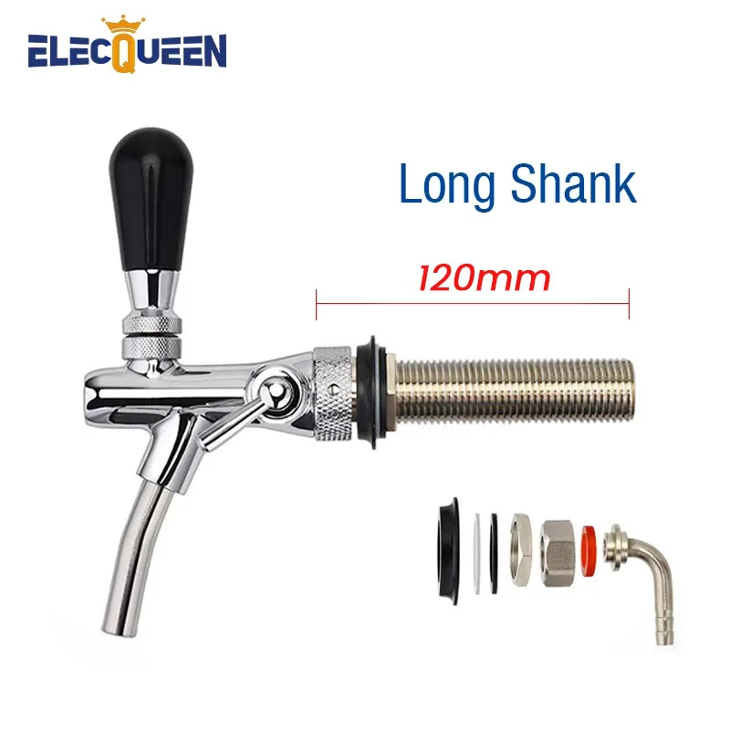 

Beer Tap,120mm Long Shank Beer Faucet Taps Adjustable Flow Control 5'' Homebrewing Kegerator Tap Dispenser for Thick Wall