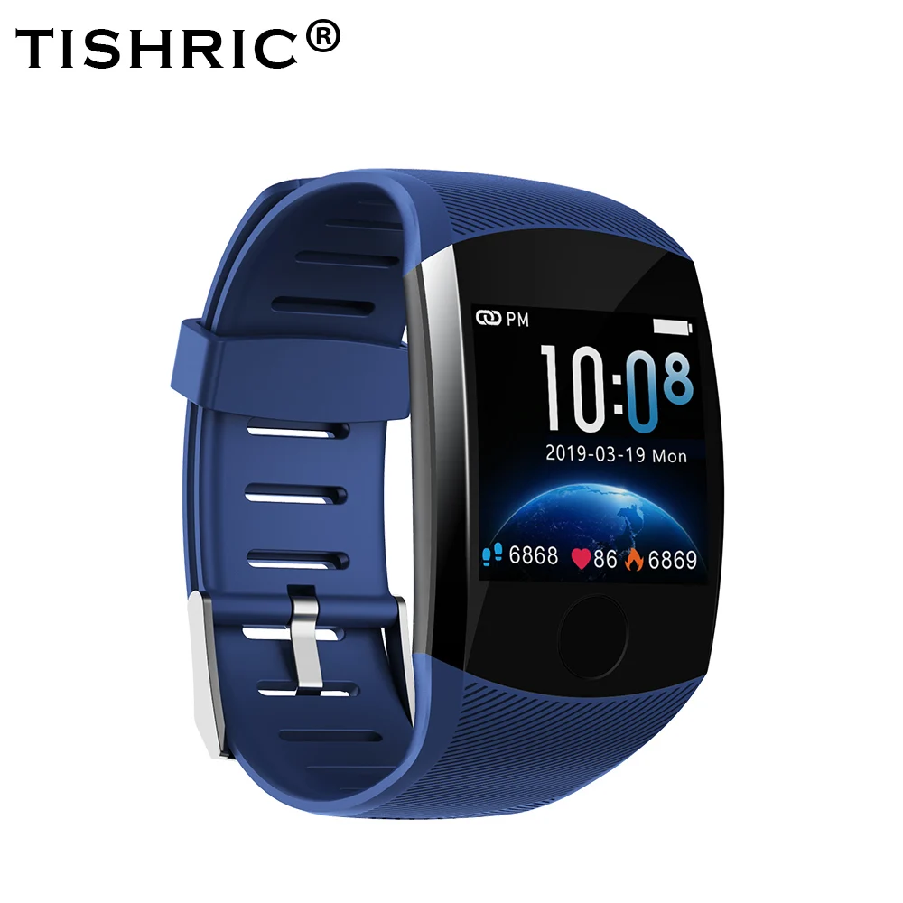 Blue TISHRIC Q11 Смарт-часы спортивные фитнес-браслет с Bluetooth Android водонепроницаемый Whatsapp Smartwatch монитор сердечного ритма большой экран - Цвет: Blue
