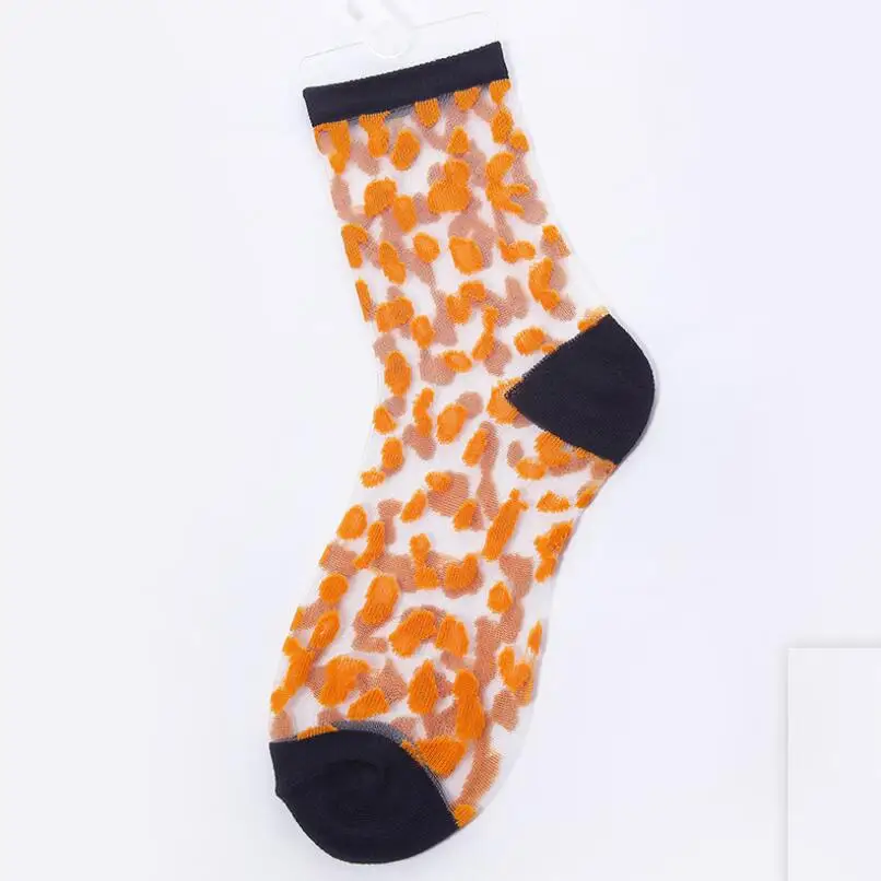 Women Transparent Socks Girls Leopard Socks Animal Print Sock Spring Summer Ankle Socks Thin Black Short Socks 10 pairs/ lot
