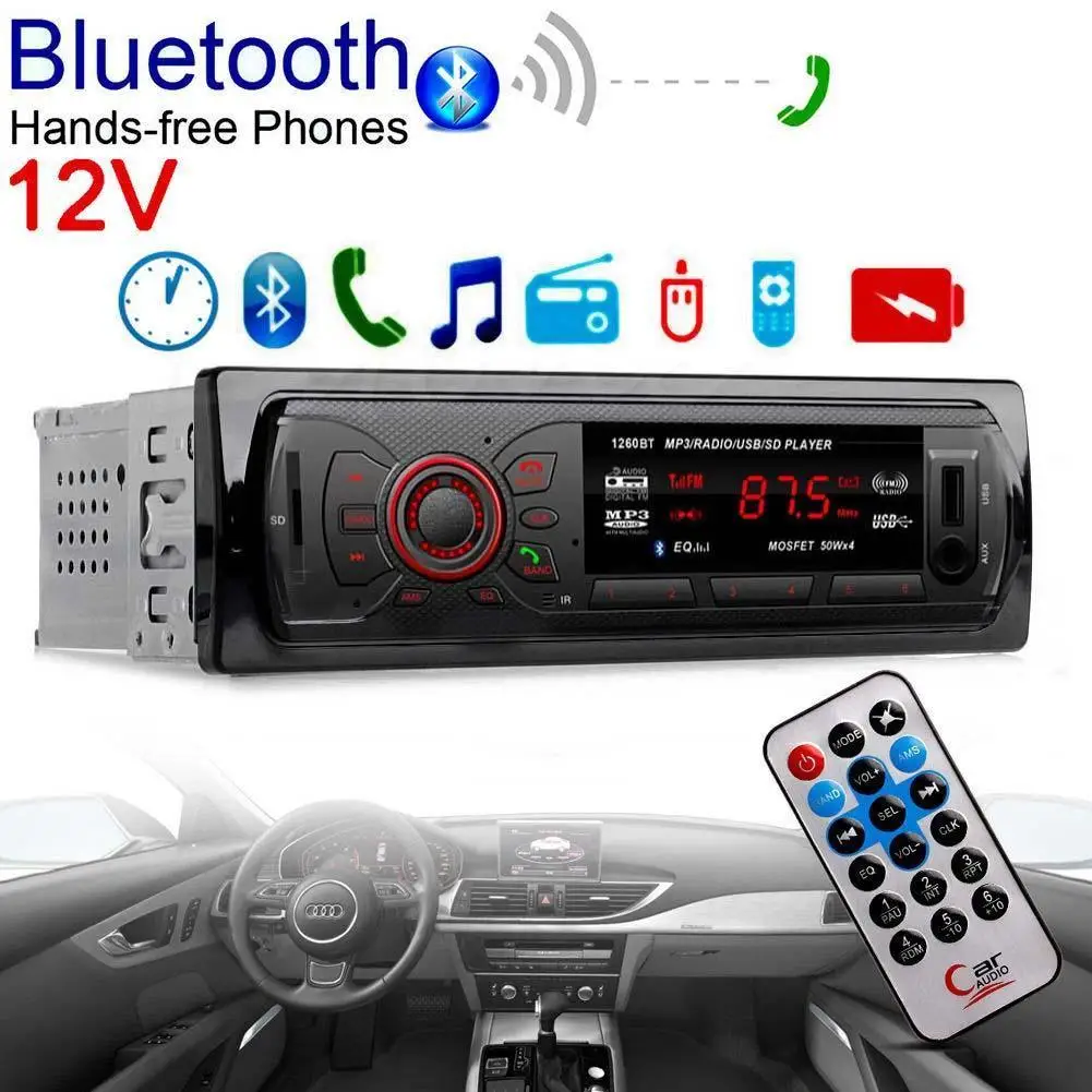 Автомобильная стереосистема 12 В, автомобильный радиоприемник, Bluetooth-динамик, Fm/usb/aux/tf, головное устройство, mp3-плеер с дистанционным управлен...