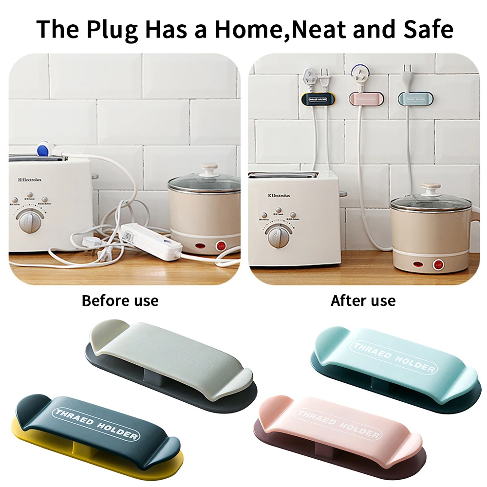 

Plug Holder Seamless Hook Wire Storage Free Punching Cable Organizer Electrical Wire Plug Hook For Home Accessories Tools