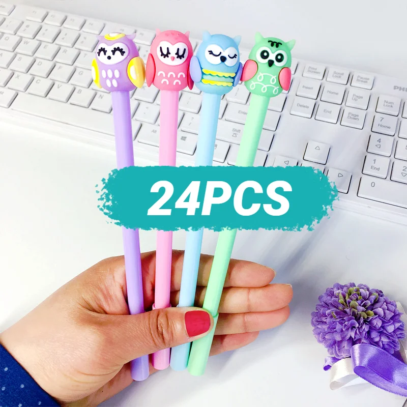 24 pcs New creative cartoon owl gel pen cute student signature pen factory direct material escolar criativo