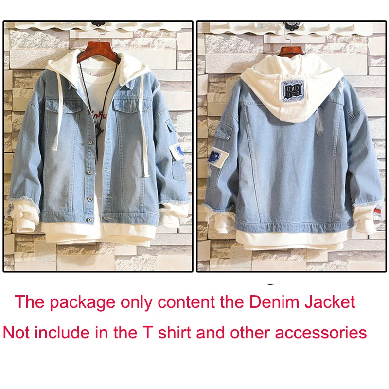 Джинсовая куртка с капюшоном для мужчин и женщин одежда из денима косплея