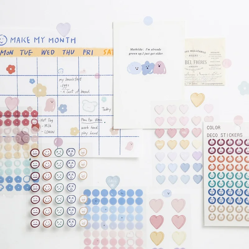 

3 Sheets/Pack ins Style Kawaii Emotion Label Functional Planner Stickers Decorative Sticky Notes Stationery Stickers