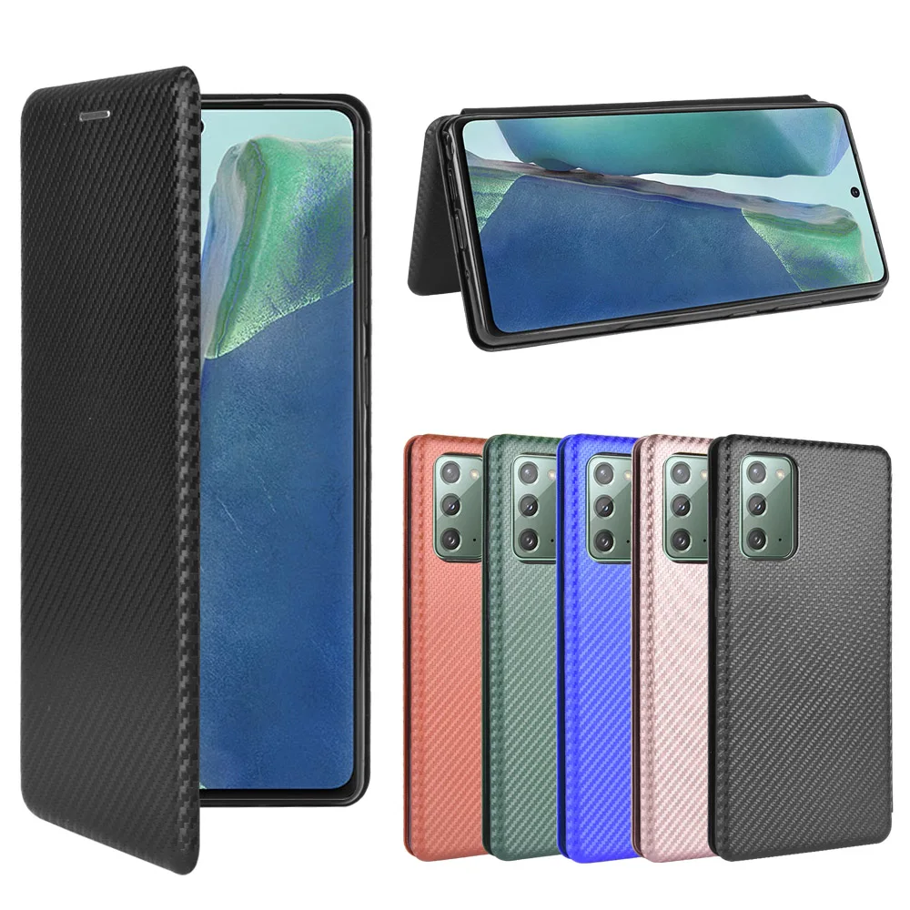 

Carbon Fiber Leather Magnetic Case For Samsung Galaxy S20 Ultra S10 Plus S20plus Note10 Pro A20S A51 A71 A90 5G Flip Phone Cover