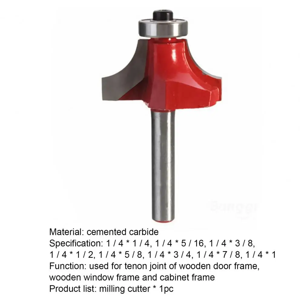 

1/4inch Round Over Router Bit Precision Smooth Cutting Hard Alloy Double Flute Milling Cutter for Woodworking Accessories
