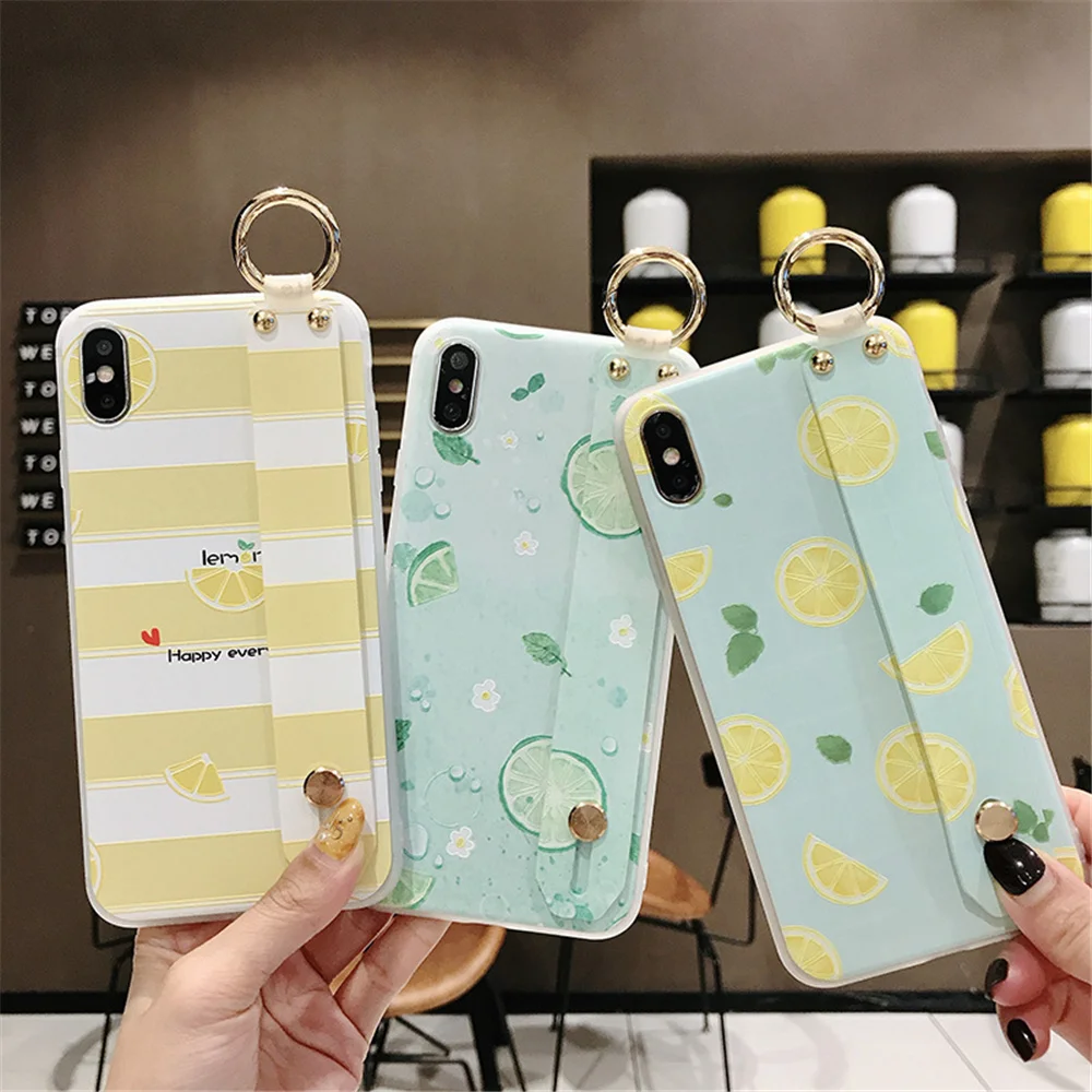 Желтая полоса для IPhone 11pro X XR XS MAX чехол телефона с ремешком на запястье