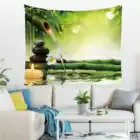 Гобелен для сада, дзен, настенный, с бамбуковыми растениями, листьями, цветами, камнями, художественный гобелен для гостиной, фон, прикроватная ткань, домашний декор