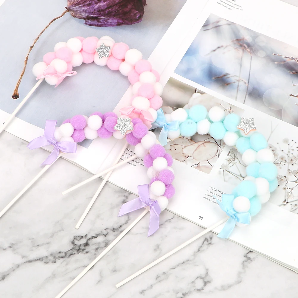 HOOMIN вечерние праздничные принадлежности флажки для торта розовые синие мягкие