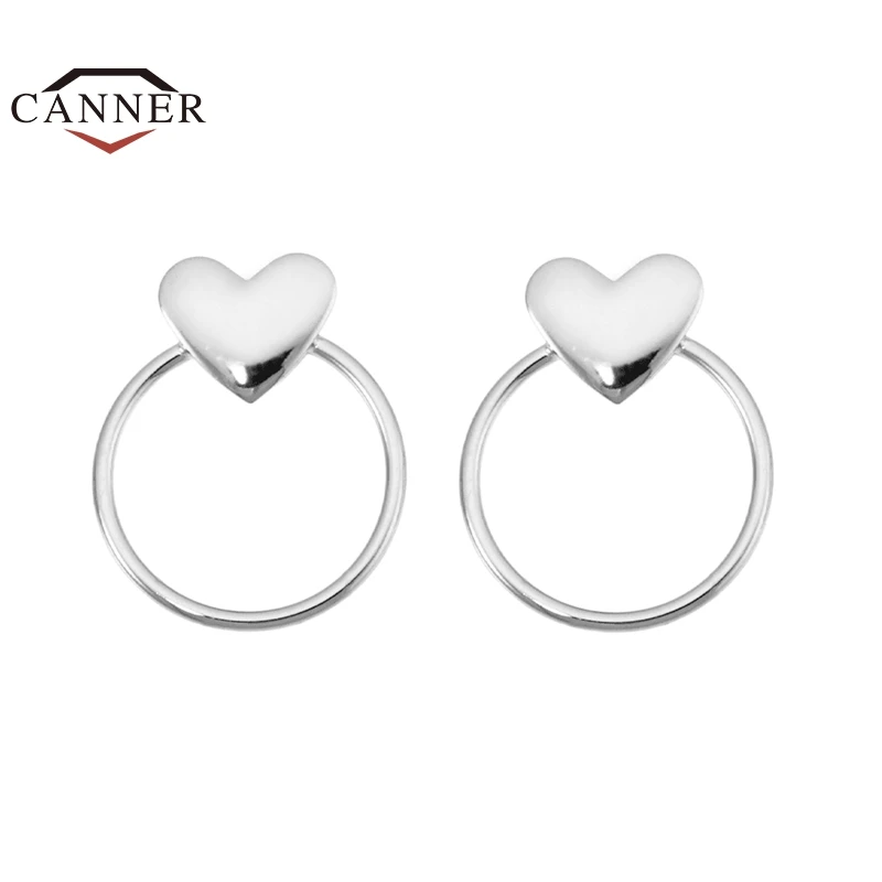 

CANNER Copper Fashion INS Simple Heart-shaped Circle Hoop Earrings for Women Ear Buckle Piercing Round Earring Jewelry Pendients