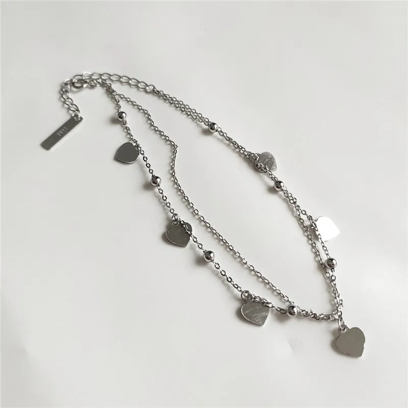 RUIYI летние двухслойные ножные браслеты в Корейском стиле из серебра с