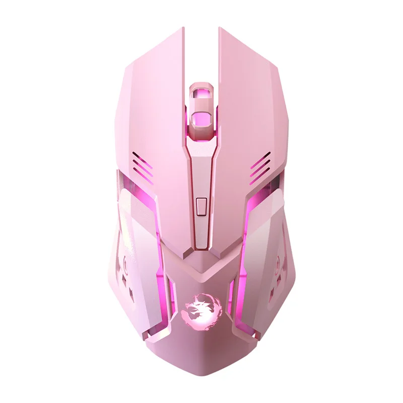 

Ergonomic 2.4GHZ Rechargeable Silent Backlit USB Optical Wireless Gaming Mouse 1200dpi Gaming Mouse Surfing The Mouse Pink
