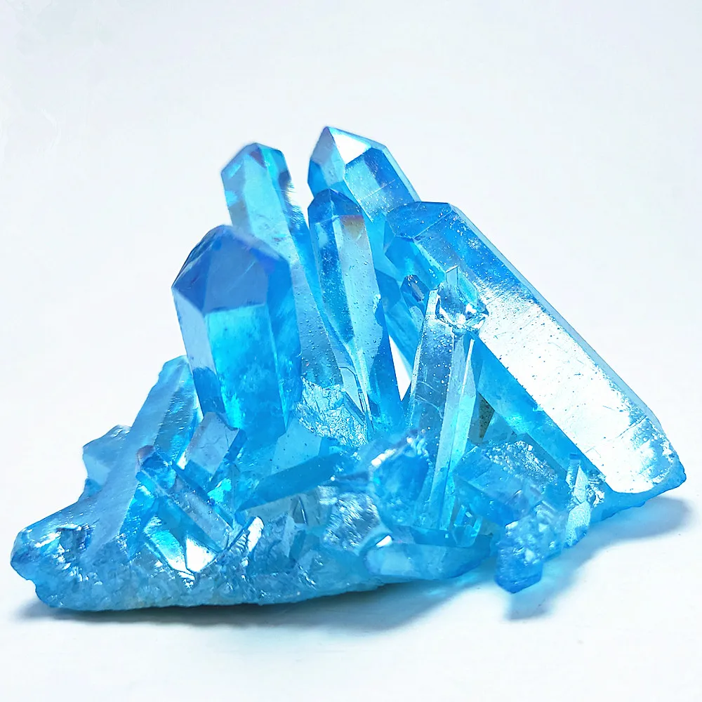 

Titanium Coating Quartz vug Natural Blue Aura Angel Crystal cluster Gemstone Flower Crystals Healing