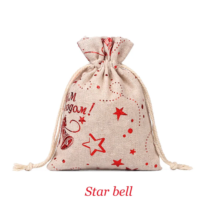 50 Pcs/lot New Year Best Gift 10*14cm 13*18cm Christmas Santa Deer Star Linen Fabric Cloth Cotton Bag Drawstring Pouch | Украшения и