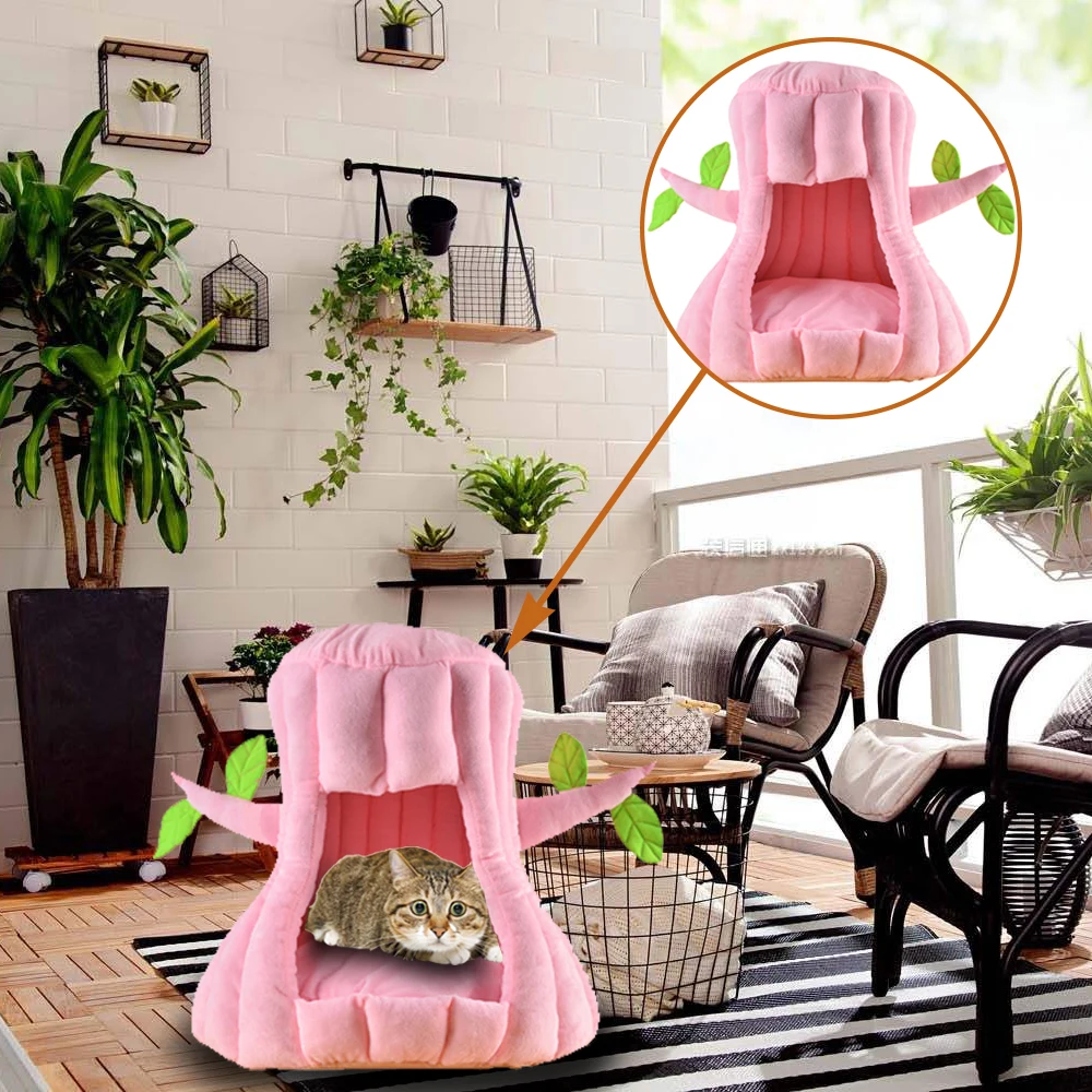 Cat Warm Cave Lovely Tree Design Puppy Winter Bed House Kennel Fleece Soft Nest For Small Medium Dog for Cats | Дом и сад
