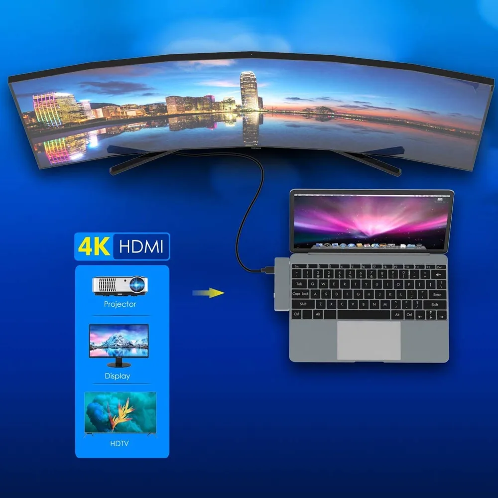 USB концентратор Type C на HDMI 4K док станция PD 100 Вт TF SD 3 0 для iPad Pro 2020 xiaomi huawei ПК Macbook