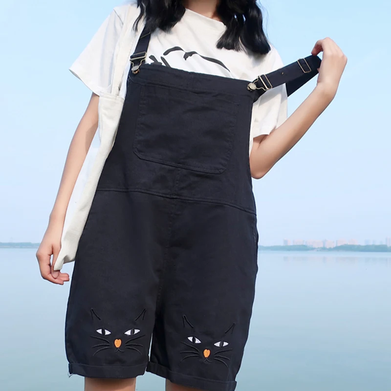 Шорты женские с вышивкой в стиле Харадзюку свободные завышенной талией милые