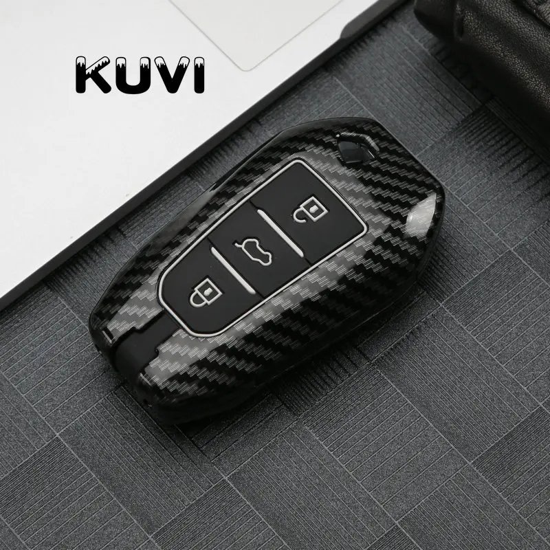 For Peugeot 208 308 508 3008 5008 for Citroen C4 Picasso DS3 DS4 DS5 DS6 Zinc alloy Car Key Case Cover Keyless Fob Shell Skin - Название цвета: carbon black
