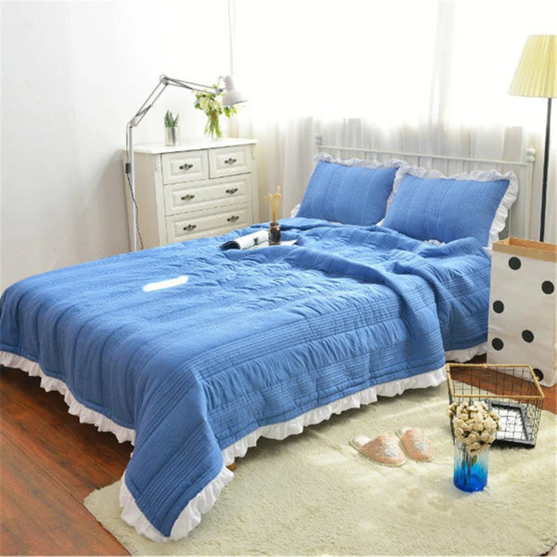 Корейская версия постельного белья из потертого хлопка простыня наволочки 2/3 шт.