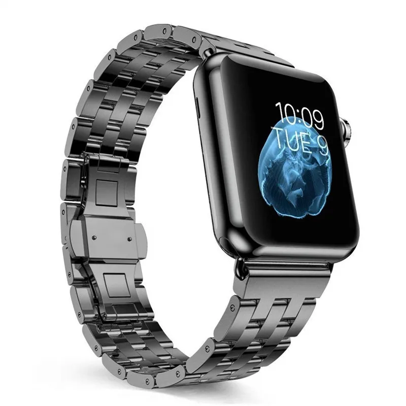 Ремешок из нержавеющей стали для Apple Watch Series 4 5 44 мм 40 мужской звеньевой браслет