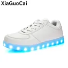 Светящиеся кроссовки для пар, повседневная обувь со светодиодной подсветкой, зарядка через USB, на плоской подошве, со шнуровкой