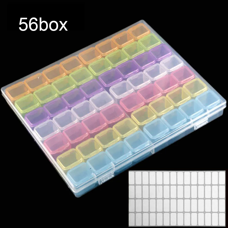 

56/28 gird Diamond Painting Drill Box Jewelry Box Rhinestone 5D DIY Embroidery Crystal Bead Organizer Storage Case Container