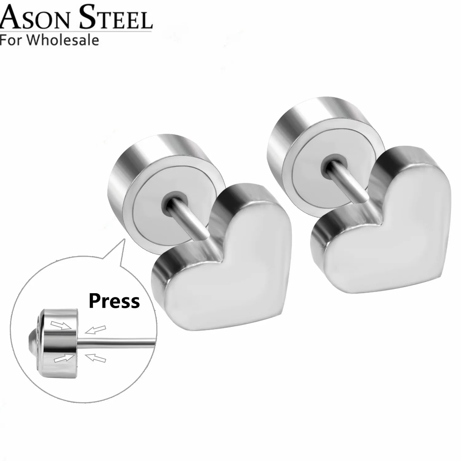 ASONSTEEL 316L Stainless Steel Heart Small Stud Earrings Set Jewelry for Women Men Gold Silver Color Children Earring | Украшения и