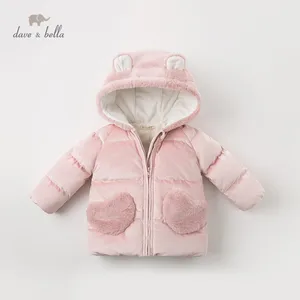 DBM11727 dave bella зимнее пальто с капюшоном и карманами для маленьких девочек, верхняя одежда, 90% утиного пуха, Детская куртка с подкладкой